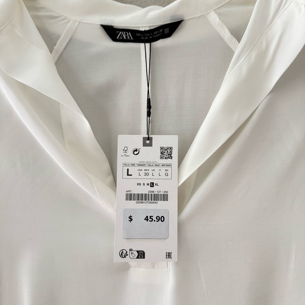 Zara Women's White Blouse Size L - Picture 3 of 7